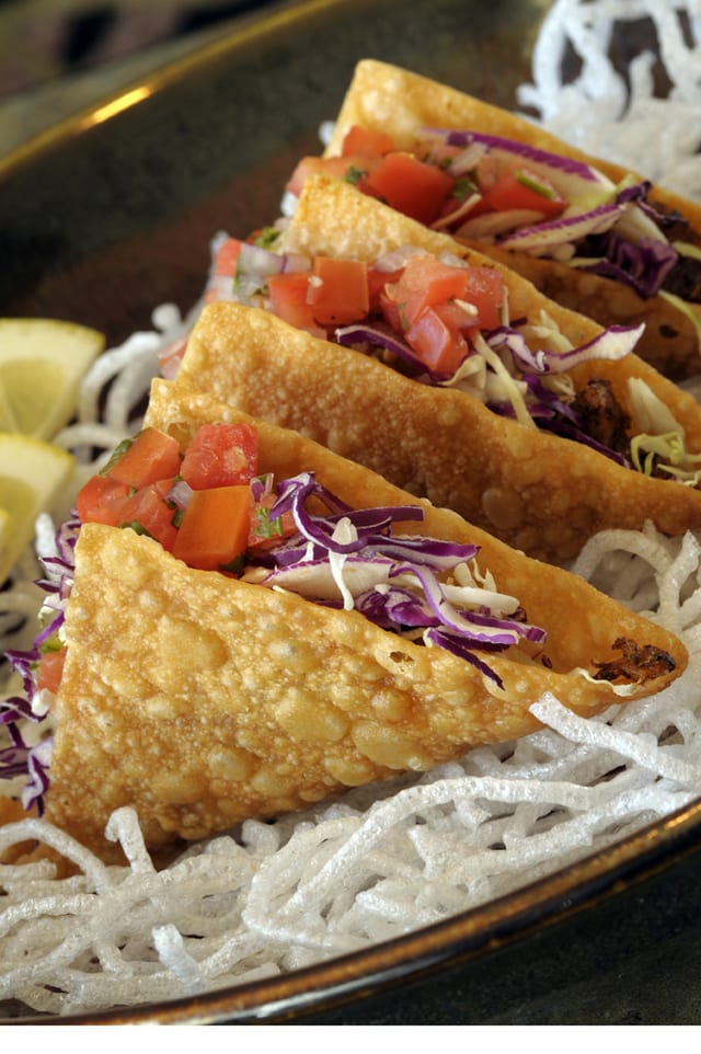 Mini Blackened Ahi Tacos.